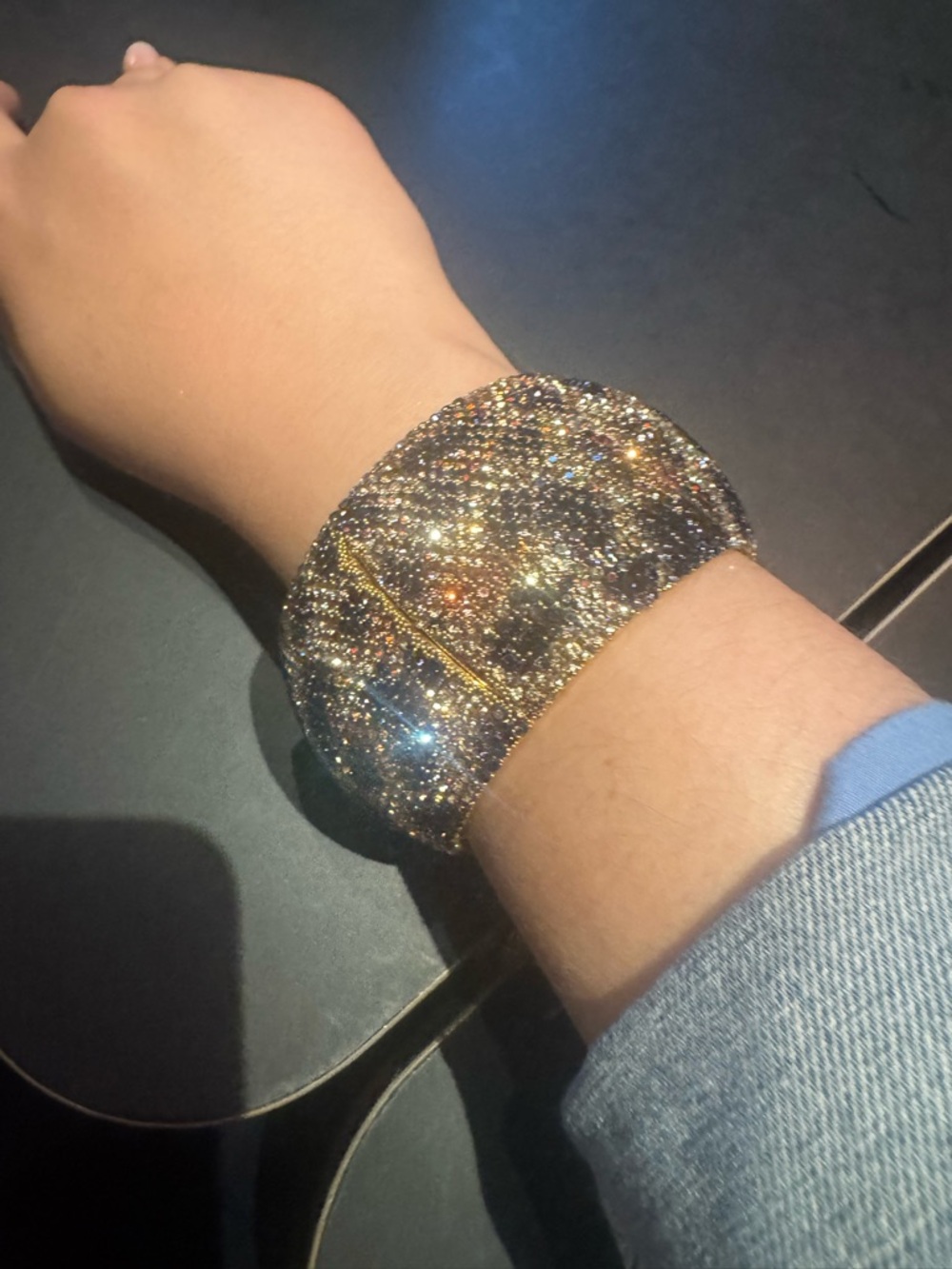 Crystal Pavé Wide Cuff Bracelet - Gold Sparkle